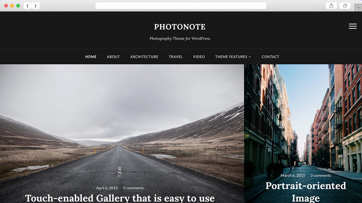 Photonote WordPress Gallery Photography Theme