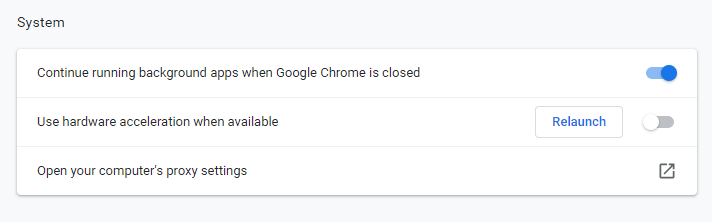 System setting on Chrome