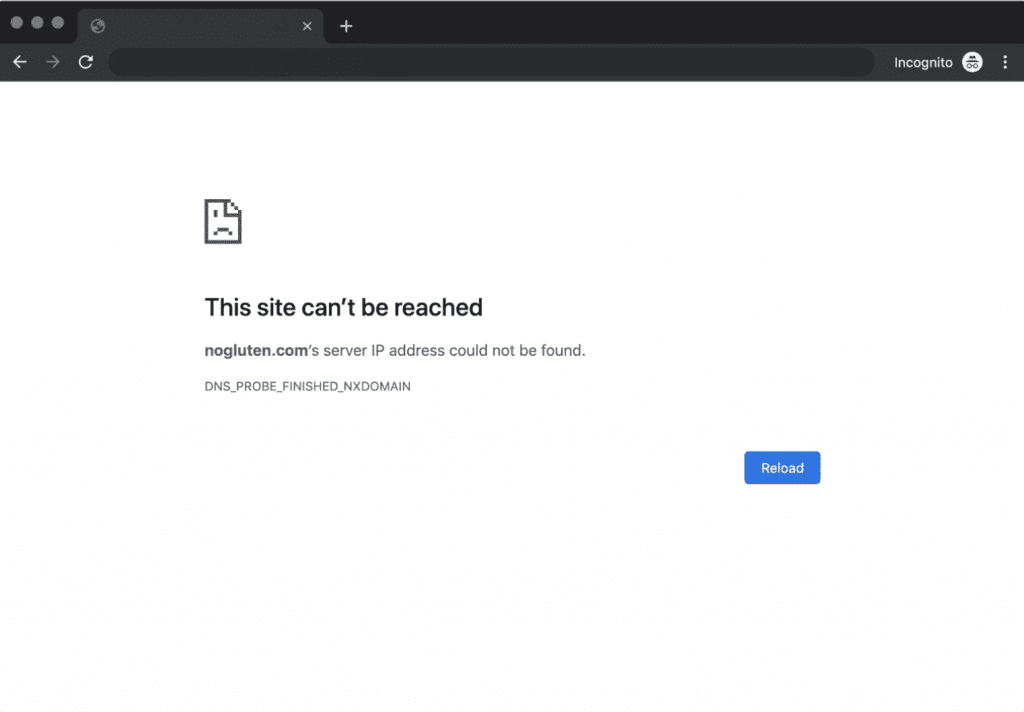 site can’t be reached - DNS_PROBE_FINISHED_NXDOMAIN