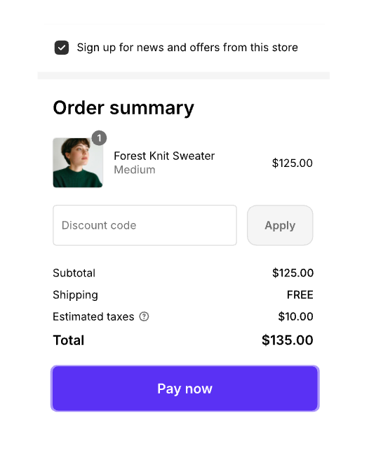 Shopify Checkout order summary